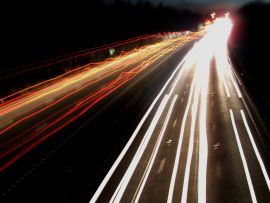 Busy motorway at night